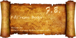 Fényes Bodor névjegykártya